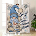 1pc Cozy Christmas Blue Gnome Printed Flannel Blanket - Soft, Warm, Multi-Purpose Shawl for Office, Home, Leg Cover - Perfect for Cold Winter Nights, Gift Idea