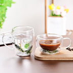 Creative Household Coffee Milk Dried Flower Quicksand Double Layer Glass Cup Pi-Mart