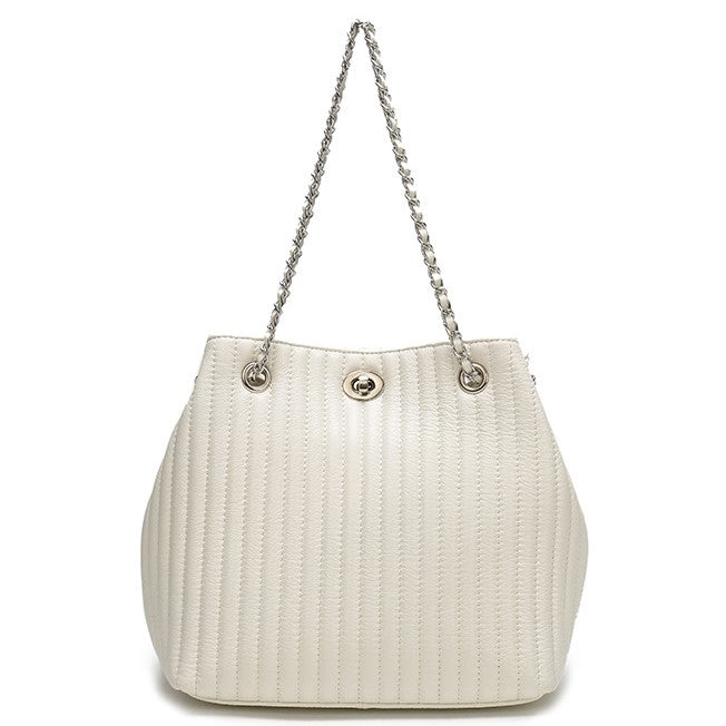 Large Hobo bag Chain Handle Cowhide Bucket Fashion Shoulder Handbag Genuine Leather Embroidery SHOMICOBOUTIQUE
