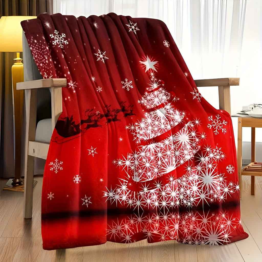 1pc Christmas Throw Blanket - Reindeer and Christmas Trees Printed, Soft, Cozy, Holiday-Themed, Versatile Throw for Couch, Bed, Sofa, Office, Camping, Indoor and Outdoor Use Lootquake LLC