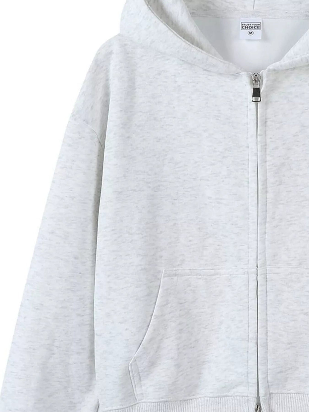 Full Size Casual Zip-Up Long Sleeve Hoodie Plus Size THRIXINE