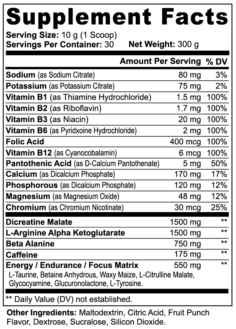 Nitric Shock Pre-Workout Powder (Fruit Punch) THRIXINE