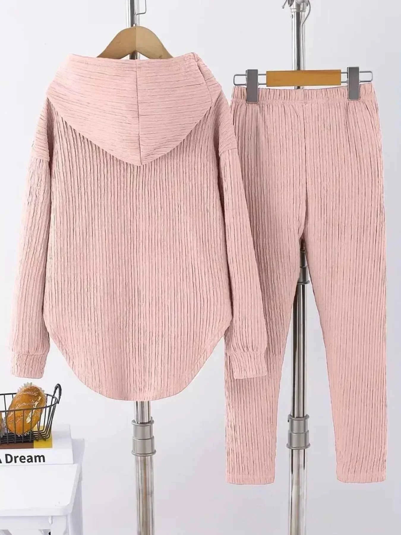 Textured Long Sleeve Hoodie and Pants Set THRIXINE