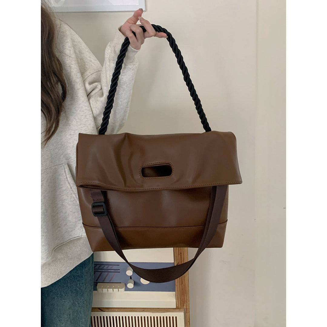 Simple retro brown soft leather commuter hobo bag, shoulder tote bag, design crossbody bag autumn and winter shoulder bag women - SJB-DIAMOND ELITES