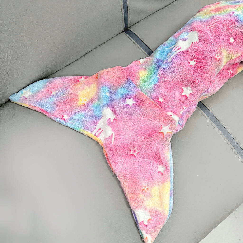 1pc Mermaid Tail Blanket - Glowing Plush Mermaid Wearable Blanket, Suitable For Teen Girls, Teens Adults All Seasons Soft Flannel Fleece Comfortable Blanket Mermaid Unicorn Sleeping Bag, Suitable For Birthday Decoration