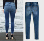 Summer Women's Slim Fit Color Block Denim Pants