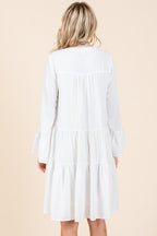 Tiered Notched Flare Sleeve Dress – Playful and Stylish Dress with Flare Sleeves and Notched Neckline Stevvex