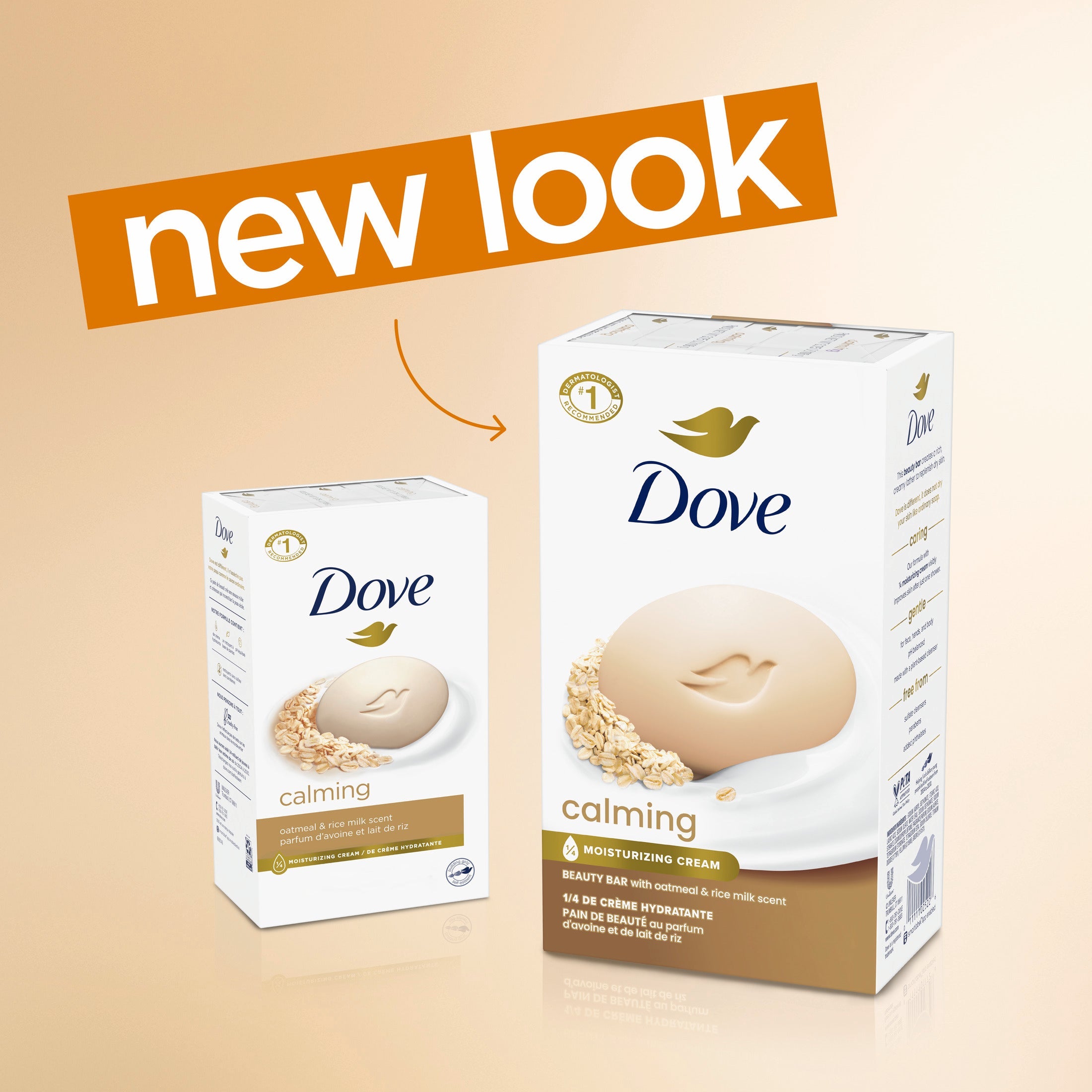 Dove Beauty Bar Soap for Women Calming Oatmeal & Rice Milk All Skin, 3.75oz 4 Bars