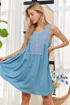 New Summer Decorative Button Sleeveless Babydoll Dress For Women – Flowy & Feminine, Trendy, Stylish, Fashionable, Summer Dress