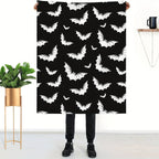 1pc Black And White Bat Pattern Blanket, Warm Cozy Soft Throw Blanket For Couch Bed Sofa