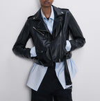 Women's Motorcycle Leather Jackets Autumn New Pi-Mart
