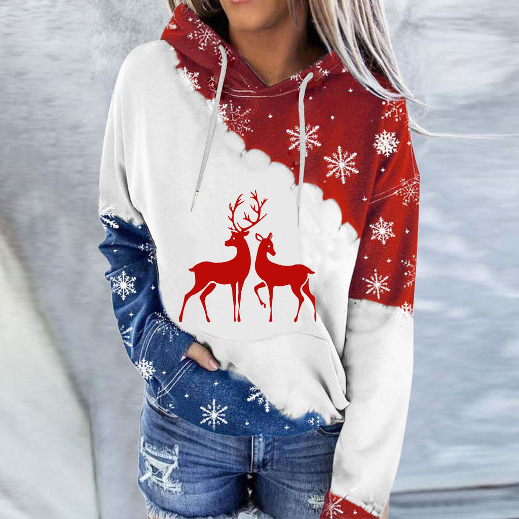 Snowman Print Crew Neck Hoodie Long Sleeve Sweatshirt Pi-Mart