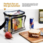 PVC clear lunch bag, adjustable strap front storage compartment mesh pocket, outdoor lunch bag with compartments - SJB-DIAMOND ELITES