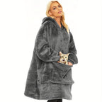 1pc, Soft And Comfortable Large Pocket Hooded Blanket, Exquisite Design, Warm Wearable Blanket For Sofa Living Room Bed Indoor And Outdoor