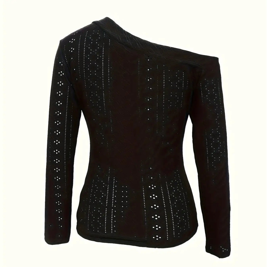 Ladies' Off Shoulder Long Sleeved Fashionable New Style, Versatile Top For Keeping Warm And Showing Off Figure, Long Sleeved T-shirt - SJB-DIAMOND ELITES