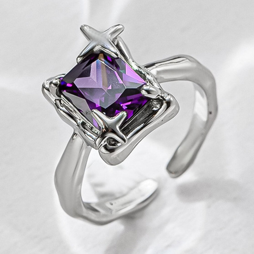 Purple Square Zirconia Ring - SJB-DIAMOND ELITES