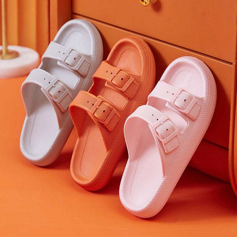 Platform Slippers Women's Summer Buckle Home Shoes Fashion Outdoor Wear Soft Bottom Sandals Pi-Mart