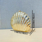 Women's Sparkly Seashell Acrylic Clutch - Metallic Evening Purse for Party & Prom