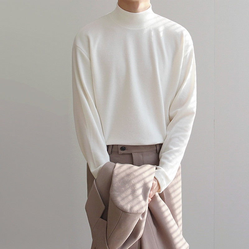 Casual Velvet Turtleneck Men Loose Sweater Pi-Mart