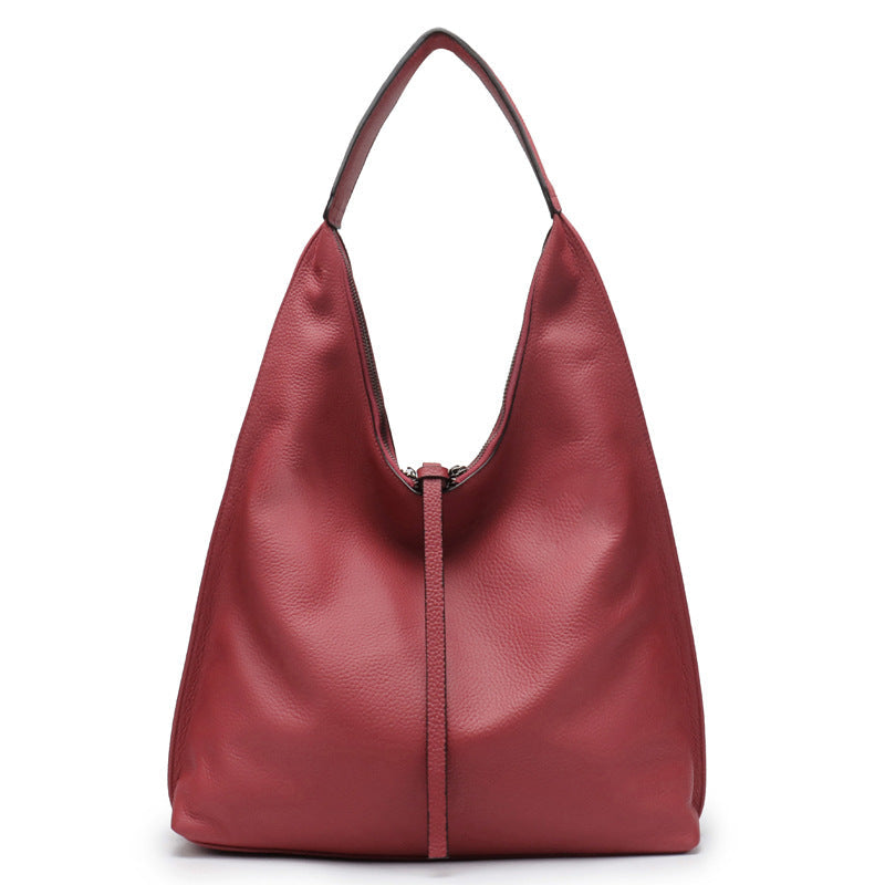 Hobo Bag for Women Solid Simple Chic Large Capacity Genuine Leather H071807 - SJB-DIAMOND ELITES