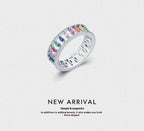 S925 Closed High-grade Rainbow Full Diamond Ring Pi-Mart