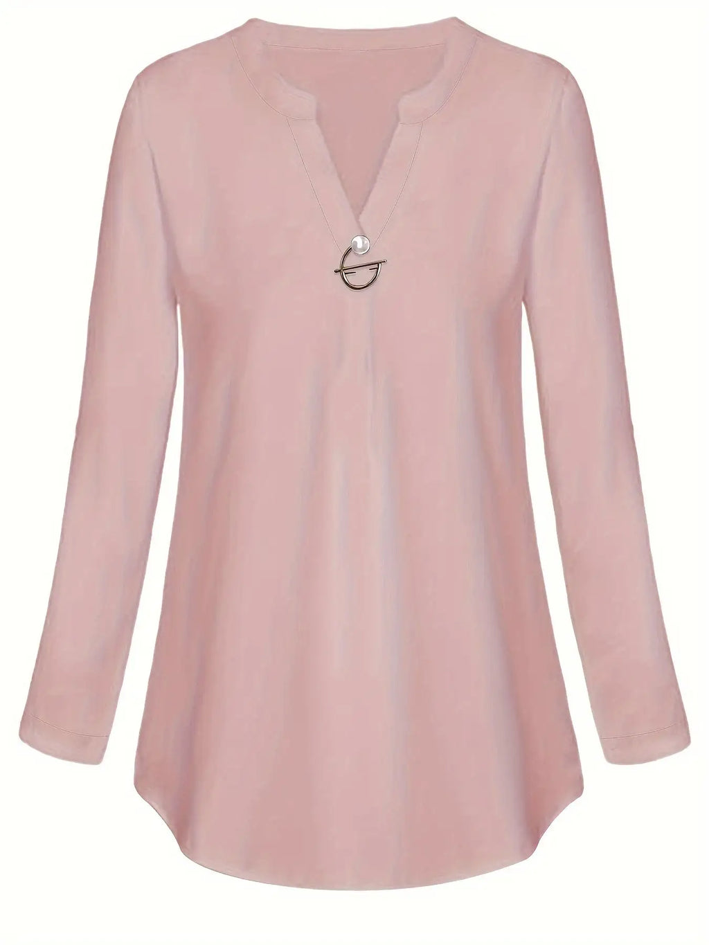 Women's Long Sleeved Simple And Versatile Casual Pearl Button Shirt - SJB-DIAMOND ELITES
