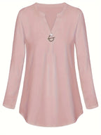 Women's Long Sleeved Simple And Versatile Casual Pearl Button Shirt - SJB-DIAMOND ELITES