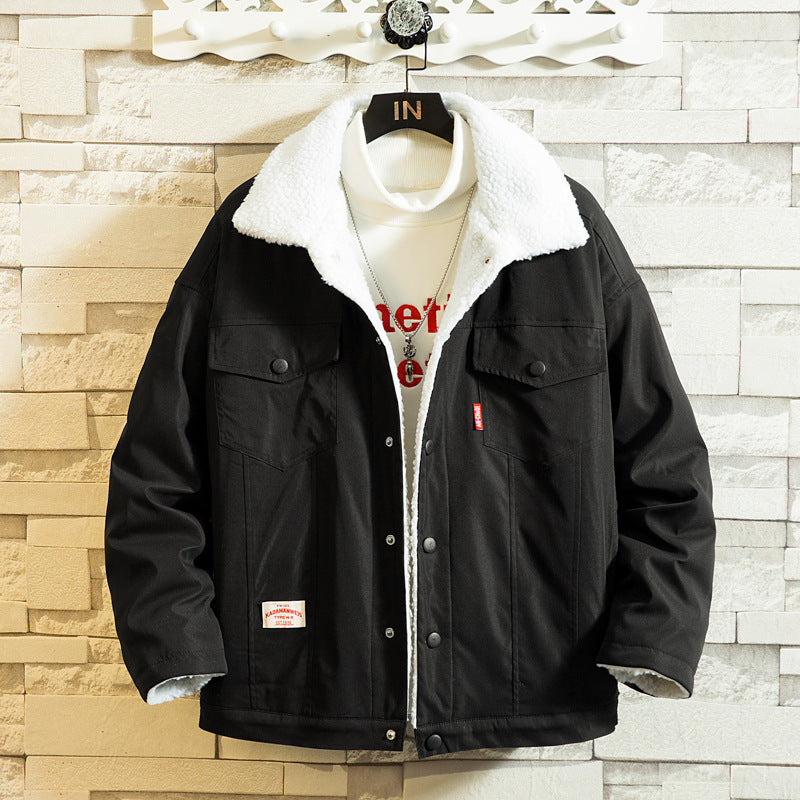 Korean Version Of Lamb Wool Plus Fleece Student Jacket Men's Pi-Mart