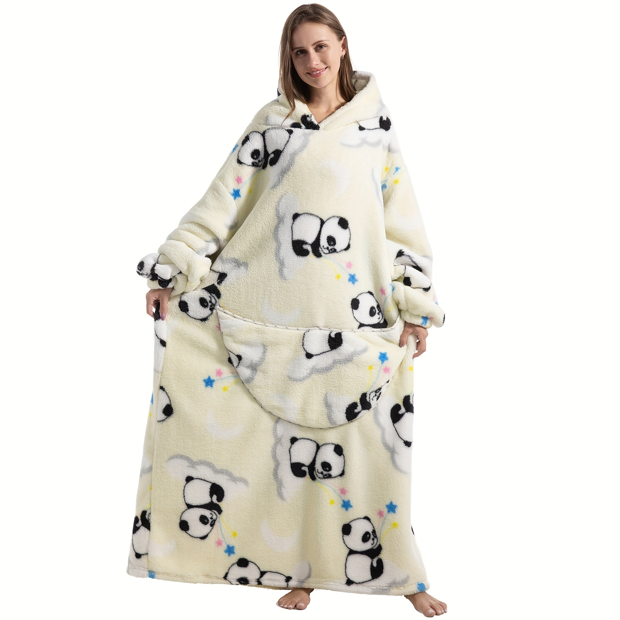 1pc Extra Long Wearable Blanket Hoodie With Sleeves - Ultra Soft, Super Warm, and Cozy Fleece Oversized Hoodie Blanket with Giant Pocket for Snuggling Up - Perfect Gift for Women, Men, and Mom Lootquake LLC