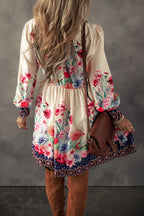 Vintage Flower Button Down Lantern Sleeve Dress Feminine Floral Dress For Women Stevvex
