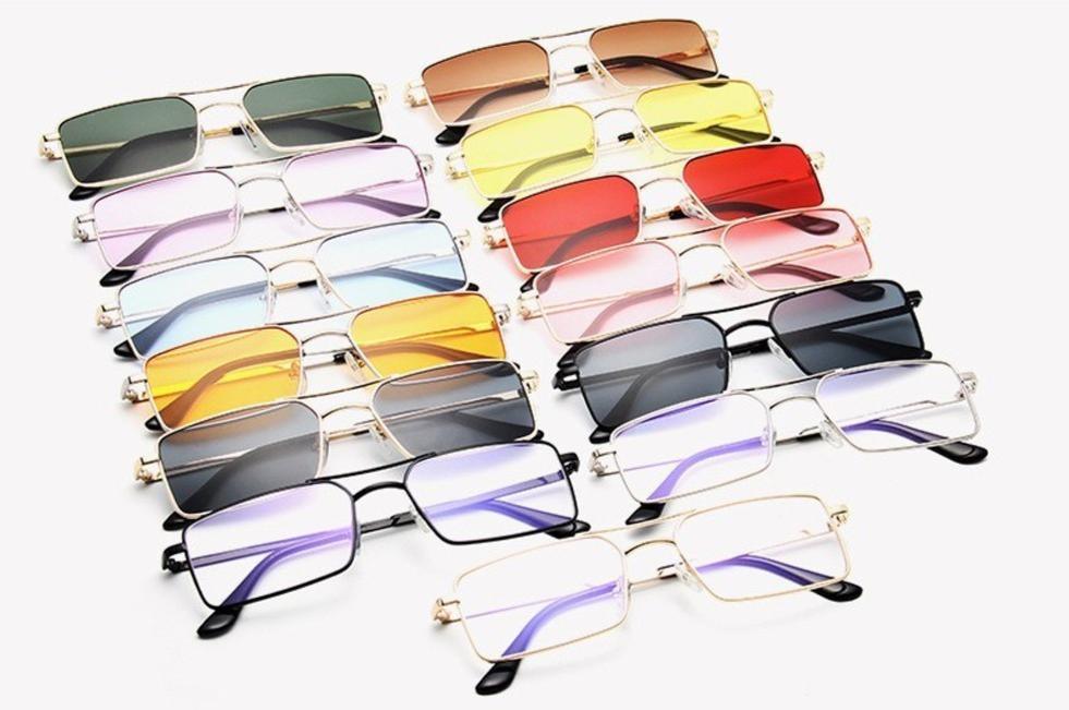Luxury Famous Retro Modern Square Unisex Men and  Women‘s Sunglasses  With Alloy Metal Small Frame With Clear Double Bridge Men's Sunglasses - SJB-DIAMOND ELITES