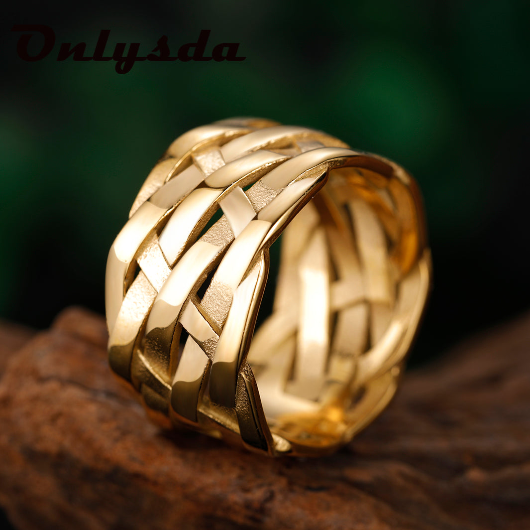Vintage Weave Stainless Steel Rings Pi-Mart