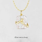 Unique Square Baroque Pearl Couple Pendant Necklace Valentines Day Lover Gift Party Jewelry