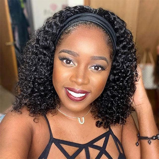 Afro Kinky Curly Short Bob Wigs Headband Wigs for Black Women Water Wave Synthetic Hair Wigs Wigs For Black Women Cosplay Wigs For Women Stevvex