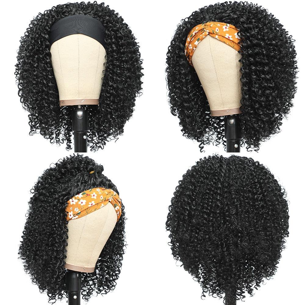 Afro Kinky Curly Short Bob Wigs Headband Wigs for Black Women Water Wave Synthetic Hair Wigs Wigs For Black Women Cosplay Wigs For Women Stevvex