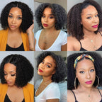 Afro Kinky Curly Wig Human Hair Wigs T Part Transparent Lace Short Curly Bob Wigs Thick Wigs For Women Human Hair Wigs Wigs For Black Women Gifts for Girlfriends Stevvex