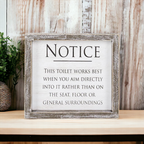 Aim It Framed Wood Bathroom Sign 8x7 Rustic White Black Toilet Reminder Hanging Decor BandsCo Straps