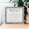 Aim It Framed Wood Bathroom Sign 8x7 Rustic White Black Toilet Reminder Hanging Decor BandsCo Straps