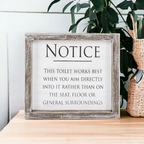 Aim It Framed Wood Bathroom Sign 8x7 Rustic White Black Toilet Reminder Hanging Decor BandsCo Straps