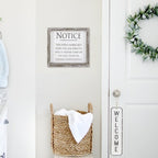 Aim It Framed Wood Bathroom Sign 8x7 Rustic White Black Toilet Reminder Hanging Decor BandsCo Straps