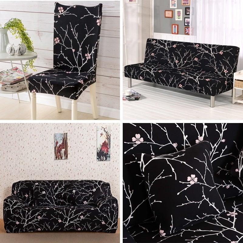 All black flower printed Chair Cover Washable Removable big elastic seat Covers Slipcovers Stretch for banquet hotel arm wedding Stevvex