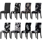 All black flower printed Chair Cover Washable Removable big elastic seat Covers Slipcovers Stretch for banquet hotel arm wedding Stevvex