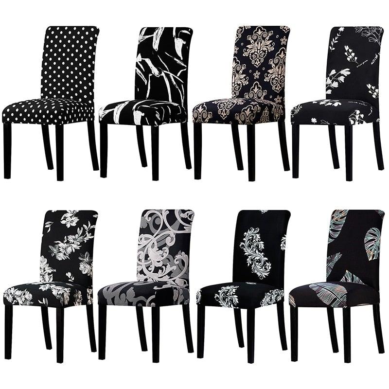 All black flower printed Chair Cover Washable Removable big elastic seat Covers Slipcovers Stretch for banquet hotel arm wedding Stevvex