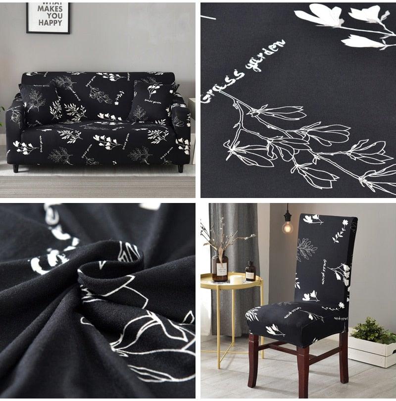 All black flower printed Chair Cover Washable Removable big elastic seat Covers Slipcovers Stretch for banquet hotel arm wedding Stevvex