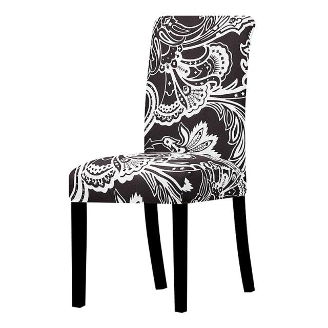 All black flower printed Chair Cover Washable Removable big elastic seat Covers Slipcovers Stretch for banquet hotel arm wedding Stevvex