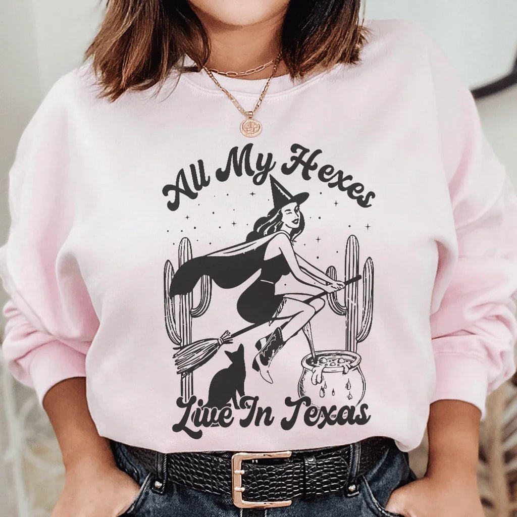 All My Hexas Live In Texas Sweatshirt Peachy Sunday