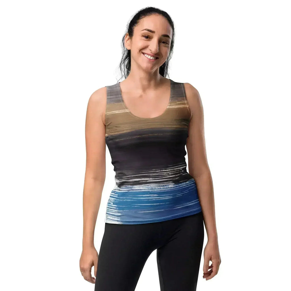 Womens Stretch Fit Tank Top - Rustic Purple Brown Design - SJB-DIAMOND ELITES