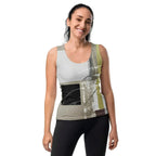 Women's Stretch Fit Tank Top - Abstract Brown Geometric Shapes - SJB-DIAMOND ELITES