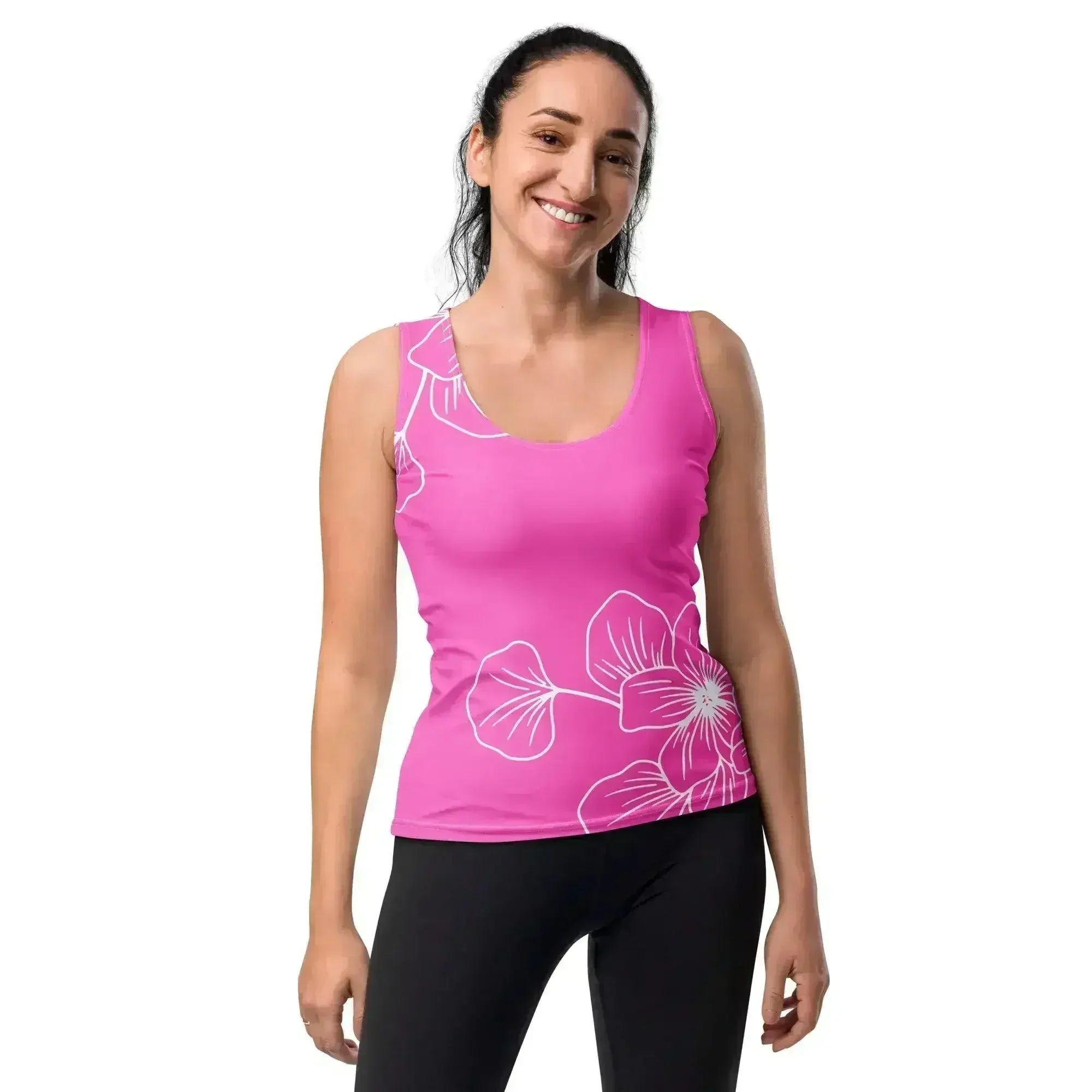 Womens Stretch Fit Tank Top - Pink Floral - SJB-DIAMOND ELITES