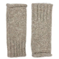 Alpaca Fingerless Knit Gloves Beige Long Ribbed Cuff Thumb Slit Warm Wrist BandsCo Straps